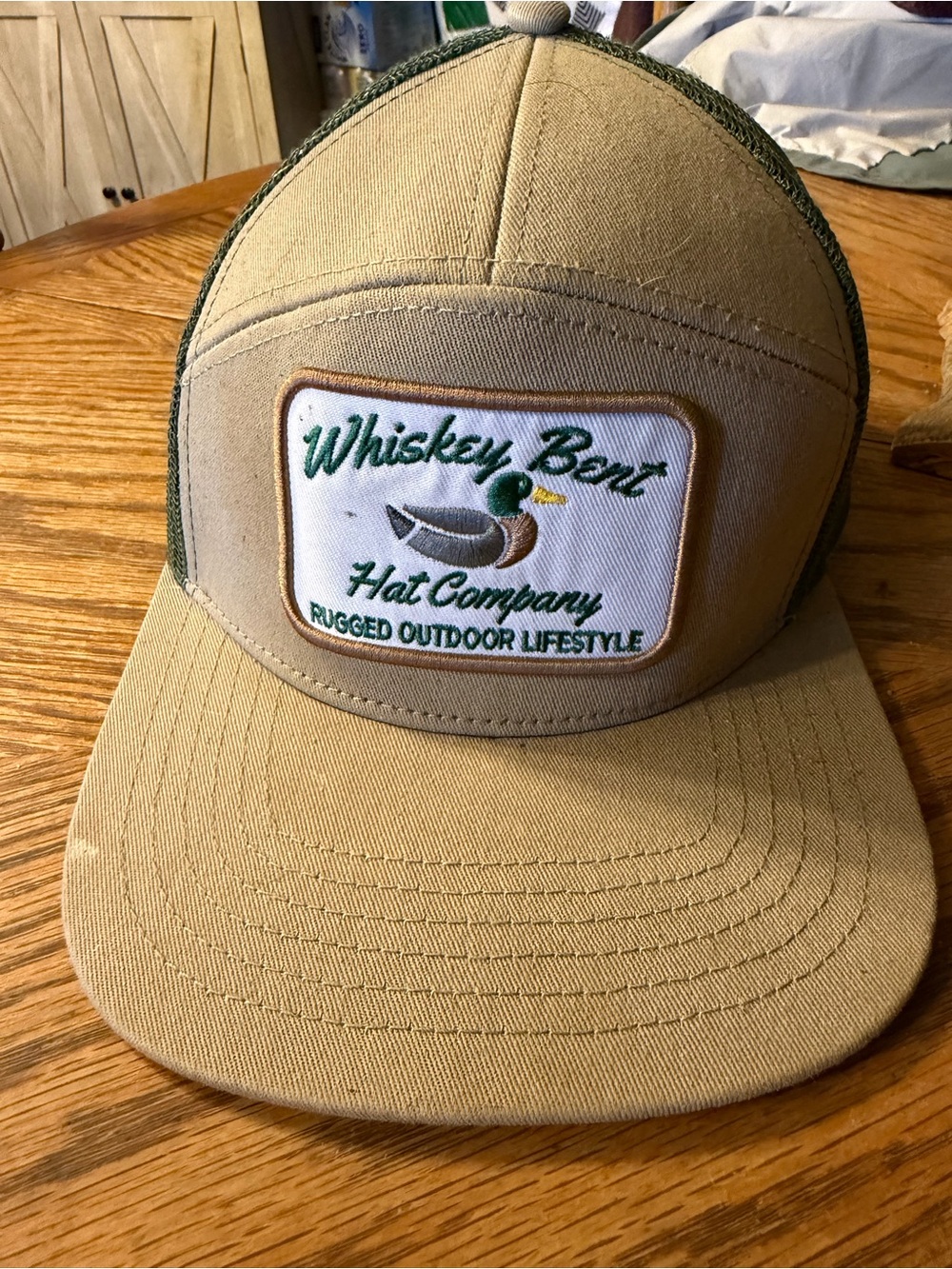 Men's Whiskey Bent Tan & Green Trucker Cap